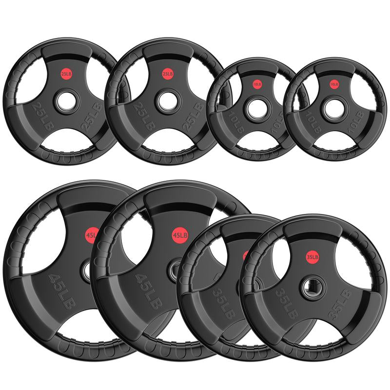 Bearbro Weight Plates 2 Inch Rubber Coated Olympic Weight Plate for Strength Training & Weightlifting in Home Gym, Solid Cast Iron Bumper Plates for Barbell