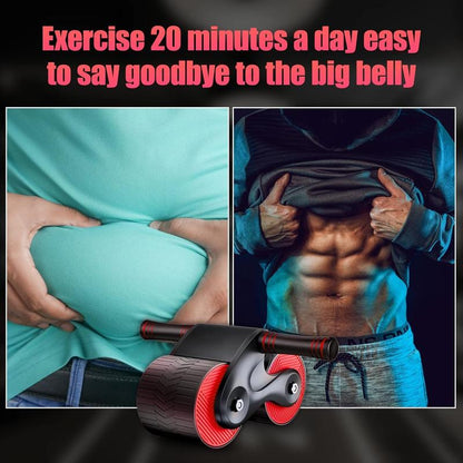 Ab Roller Wheel with Knee Pads Automatic Rebound Abdominal Wheel for Core Strength Training Home Gym Equipment Exercise and Fitness Machine for Men & Women