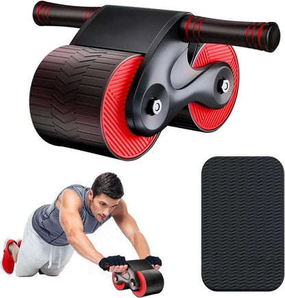 Ab Roller Wheel with Knee Pads Automatic Rebound Abdominal Wheel for Core Strength Training Home Gym Equipment Exercise and Fitness Machine for Men & Women