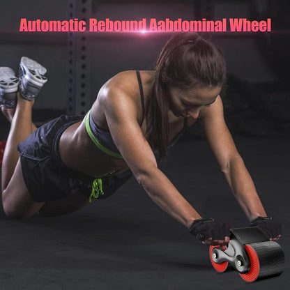 Ab Roller Wheel with Knee Pads Automatic Rebound Abdominal Wheel for Core Strength Training Home Gym Equipment Exercise and Fitness Machine for Men & Women