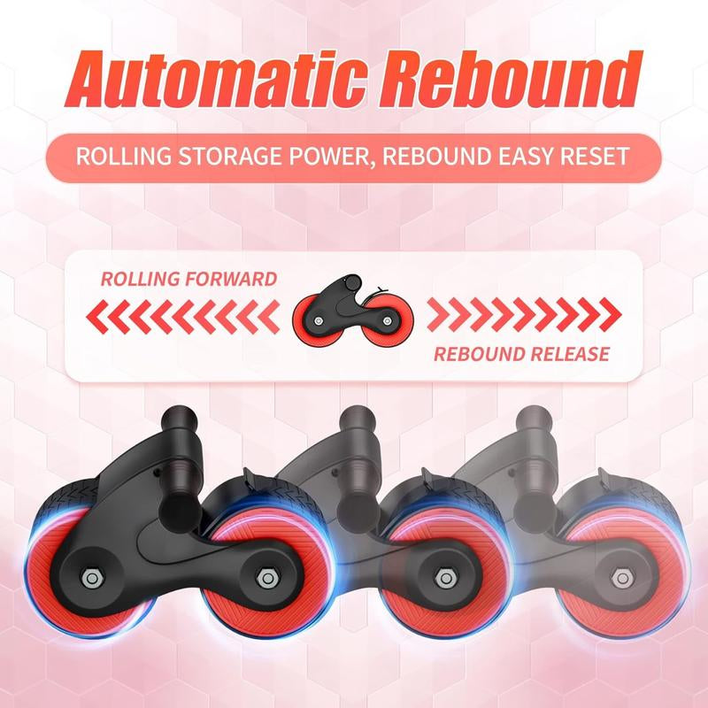 Ab Roller Wheel with Knee Pads Automatic Rebound Abdominal Wheel for Core Strength Training Home Gym Equipment Exercise and Fitness Machine for Men & Women