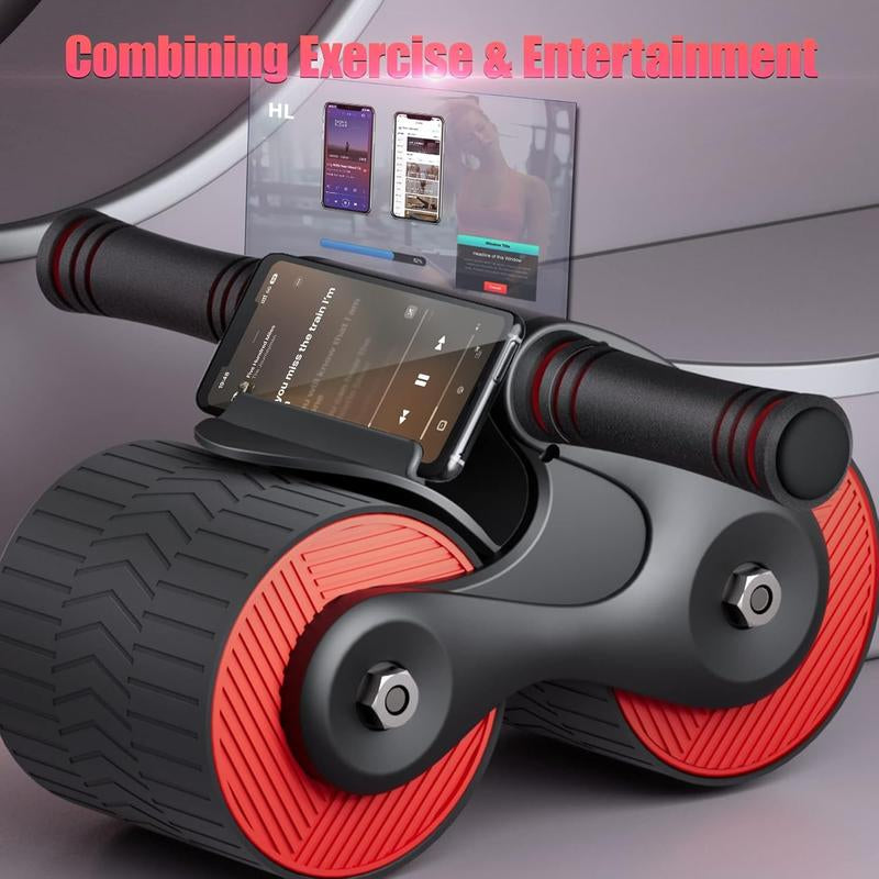 Ab Roller Wheel with Knee Pads Automatic Rebound Abdominal Wheel for Core Strength Training Home Gym Equipment Exercise and Fitness Machine for Men & Women