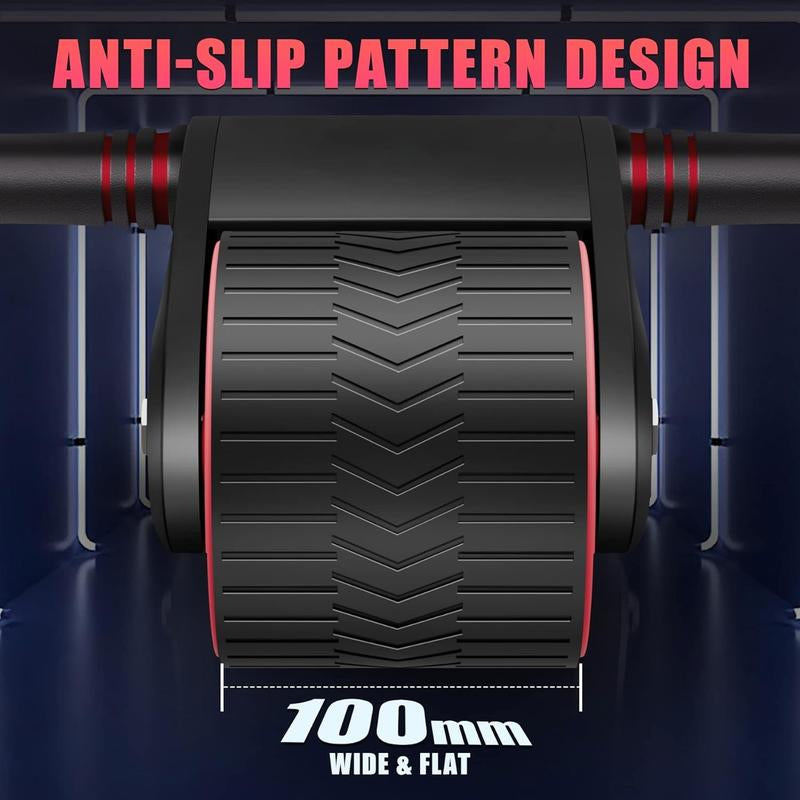 Ab Roller Wheel with Knee Pads Automatic Rebound Abdominal Wheel for Core Strength Training Home Gym Equipment Exercise and Fitness Machine for Men & Women